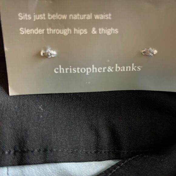 Christopher & Banks Signature Slimming Capri Teal & Citron Medallion Floral Trim - Picture 7 of 9